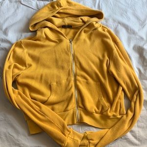 Brandy Melville yellow thermal cropped hoodie